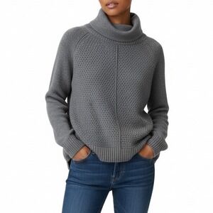 GAP Women's Small Gray Cowl Neck Chunky Knit Sweater Merino Wool Blend
